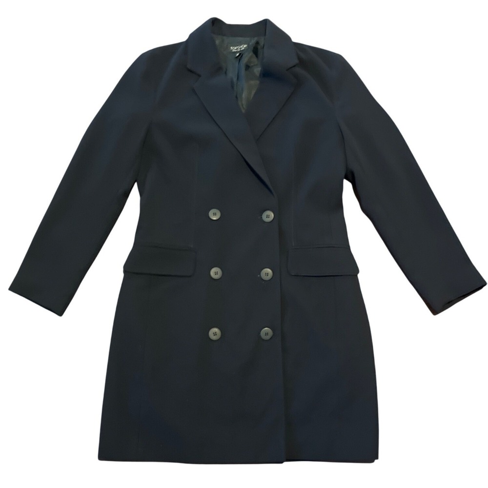 Topshop Womens Double-Breasted Navy Blazer Coat‎  US 8